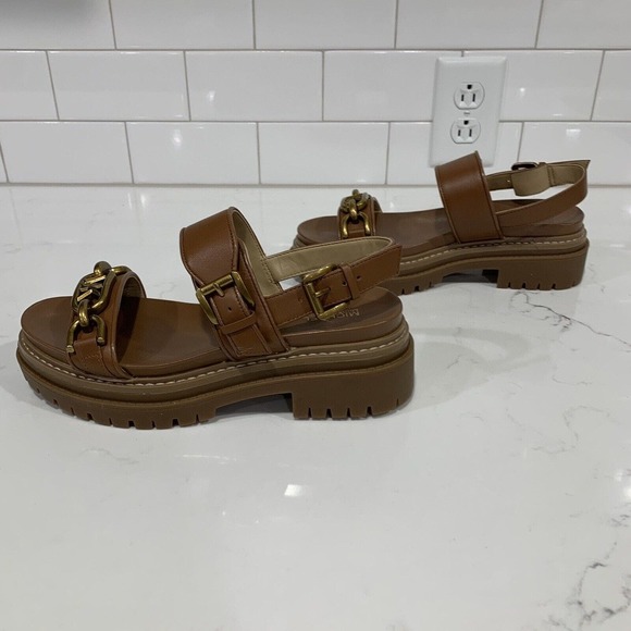 Michael Michael Kors | Sandals Brown Leather Kailey Lug Platform NEW - Picture 5 of 8